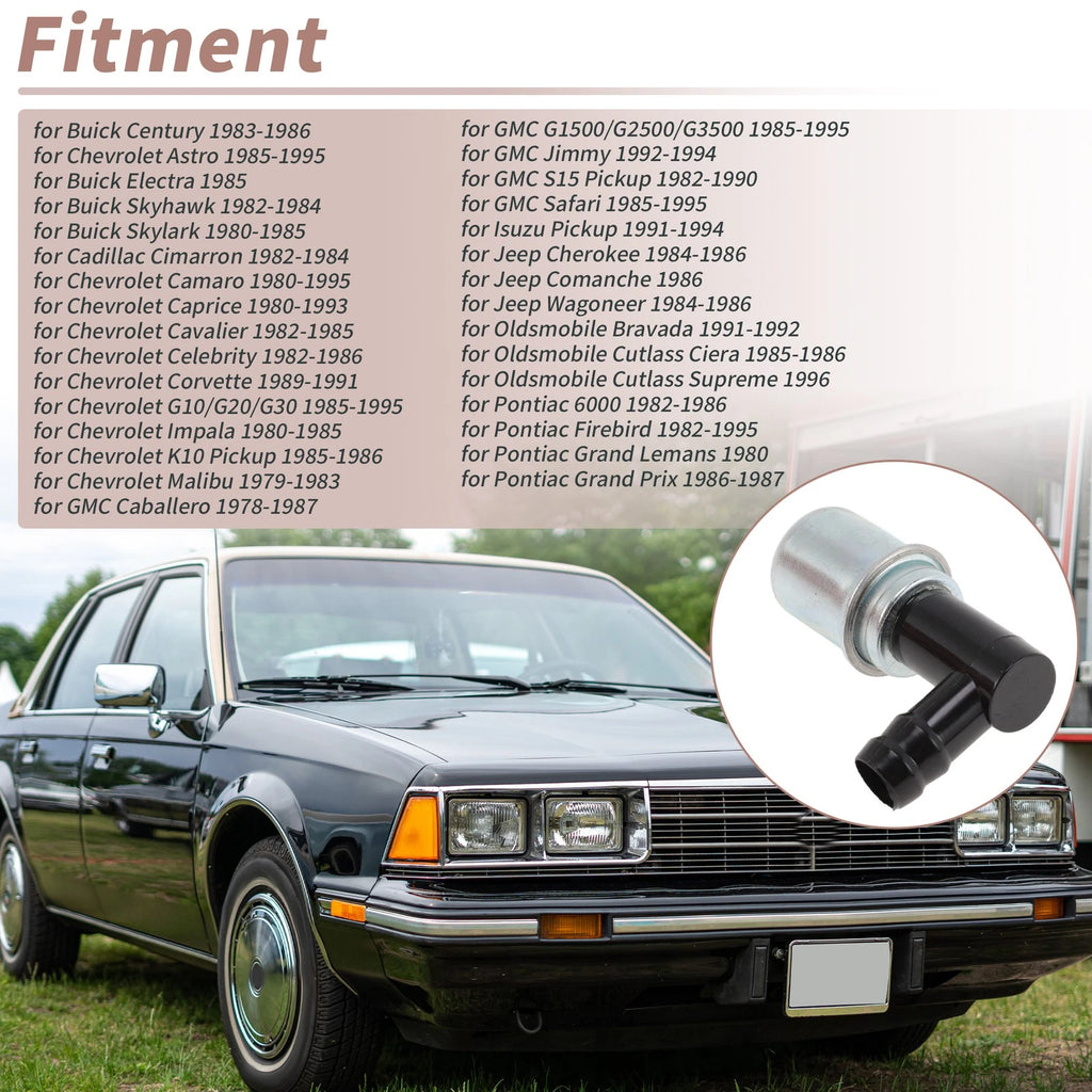 PCV Valve for Buick Century (1983–1986) 19313317 Plastic Metal Black Silver Tone