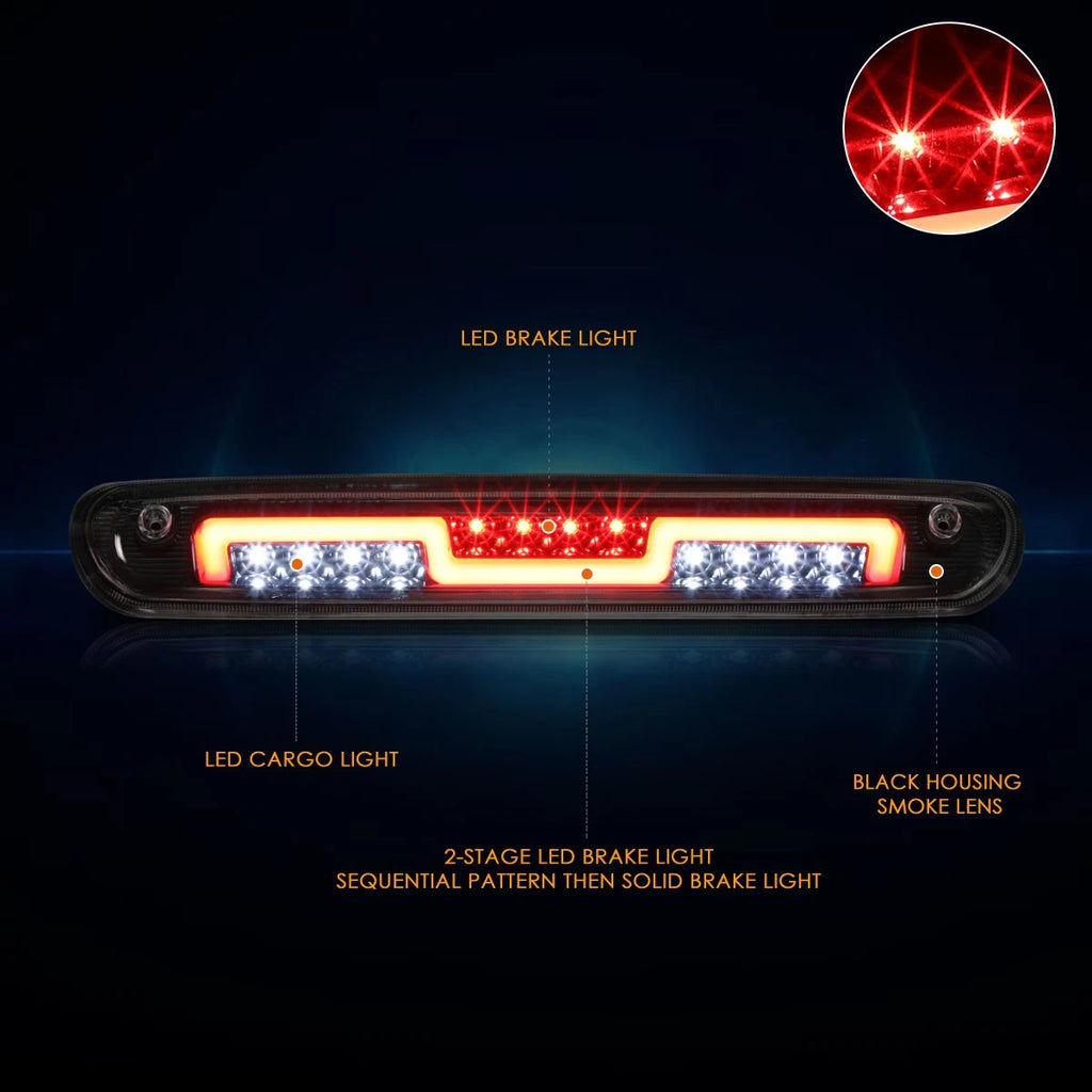 2X 3rd Tail Brake Light for Silverado/Sierra (2007–2014) - LED Smoke Lens