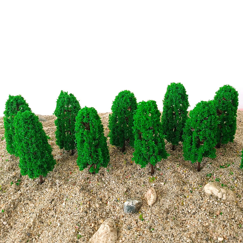Set of 10 Green Model Trees for HO N Z Train Railway Layout