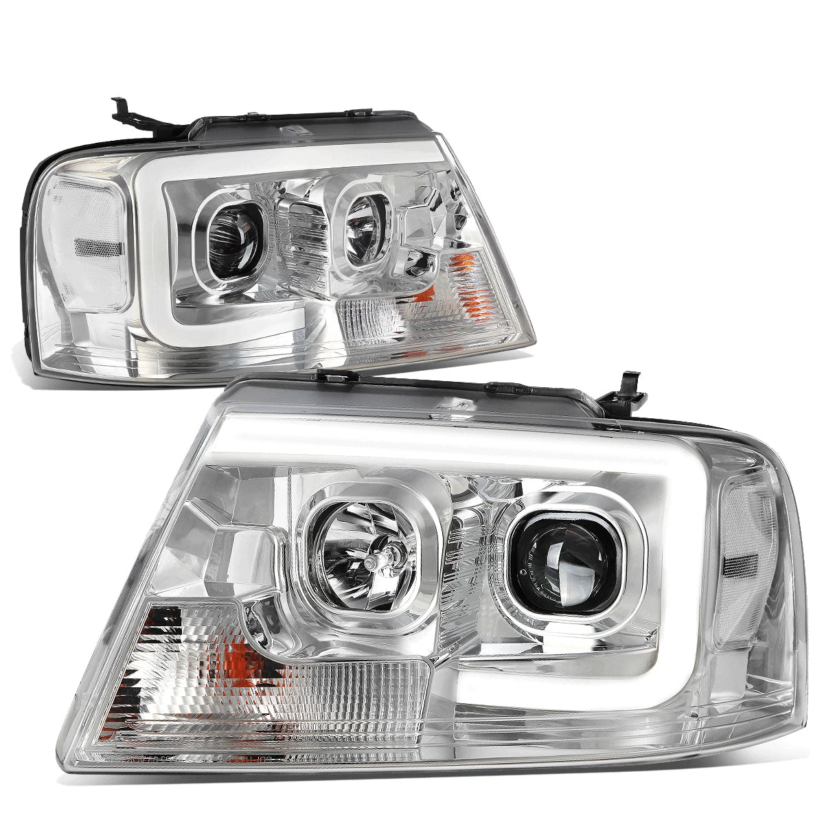LED DRL Projector Headlight for Ford F150 Mark LT (2004–2008) Chrome Housing