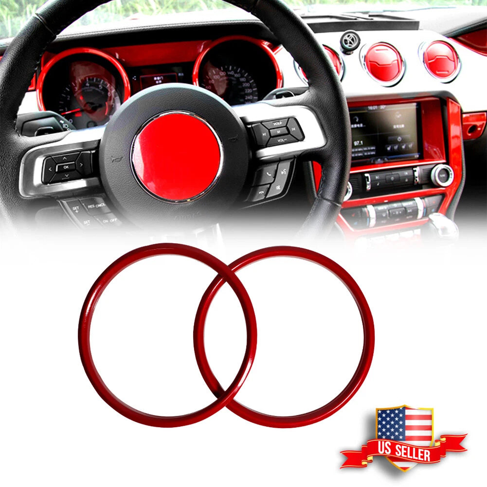 Set of 4 Red Speedometer Cover Rings for Ford Mustang (2015–2020)