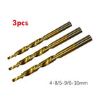 3Pcs HSS Drill Bits 8-4mm/9-5mm/10-6mm for Automotive Use