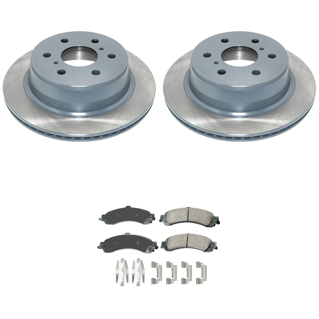 Set of 2 DuraGo Rear Rotors & Akebono ProACT Disc Brake Pads for Sierra 1500 Classic (2007–2007)