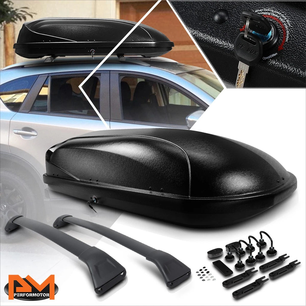 Aluminum Cross Bar Roof Rack for Mazda CX-5 (2017–2018) + Black Cargo Box & Keys