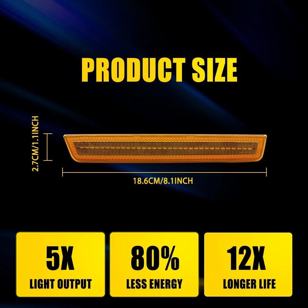 2X Front LED Side Marker Lights Amber for Dodge Challenger (2015–2023)