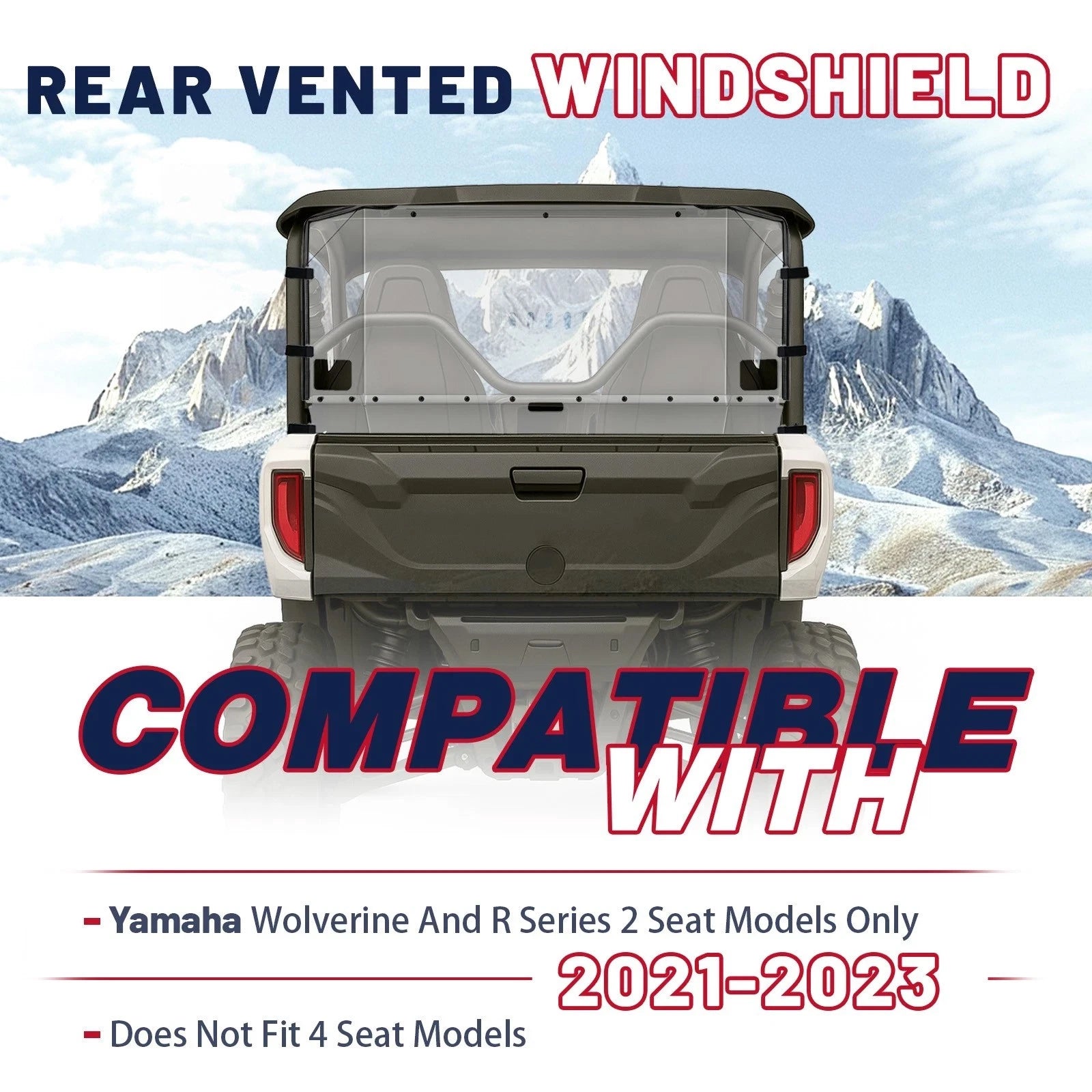 Rear Clear Windshield for Yamaha Wolverine RMAX2 1000 (2021-2024)