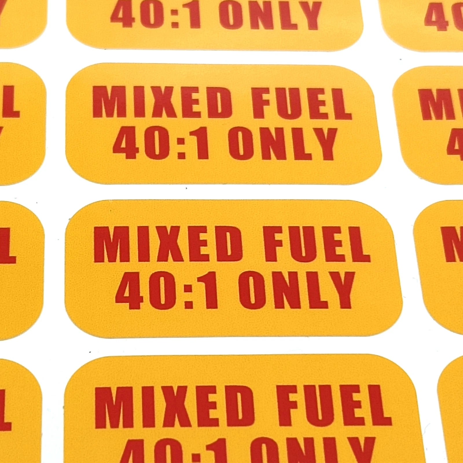 Mixed Fuel 40:1 Sticker for Commercial Use (Weather Proof)