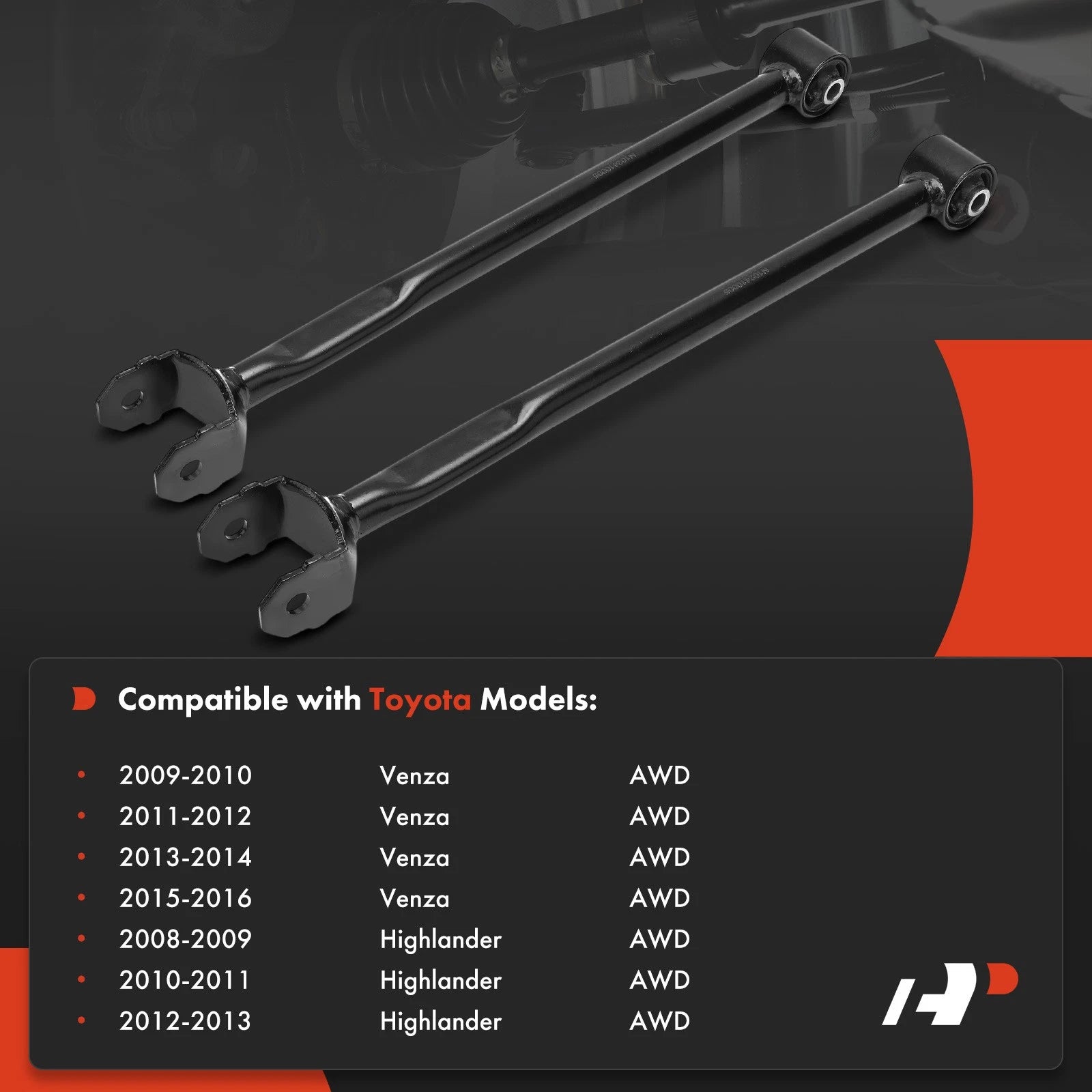 2x Rear Suspension Trailing Arms for Toyota Highlander & Venza (2008–2013)