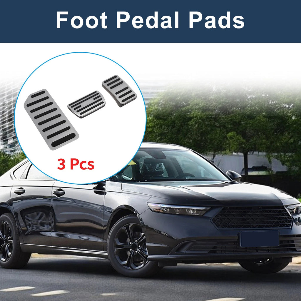 3 Pcs Automatic Foot Accelerator Pedal Covers for Honda Accord (2016–2022) Silver Tone