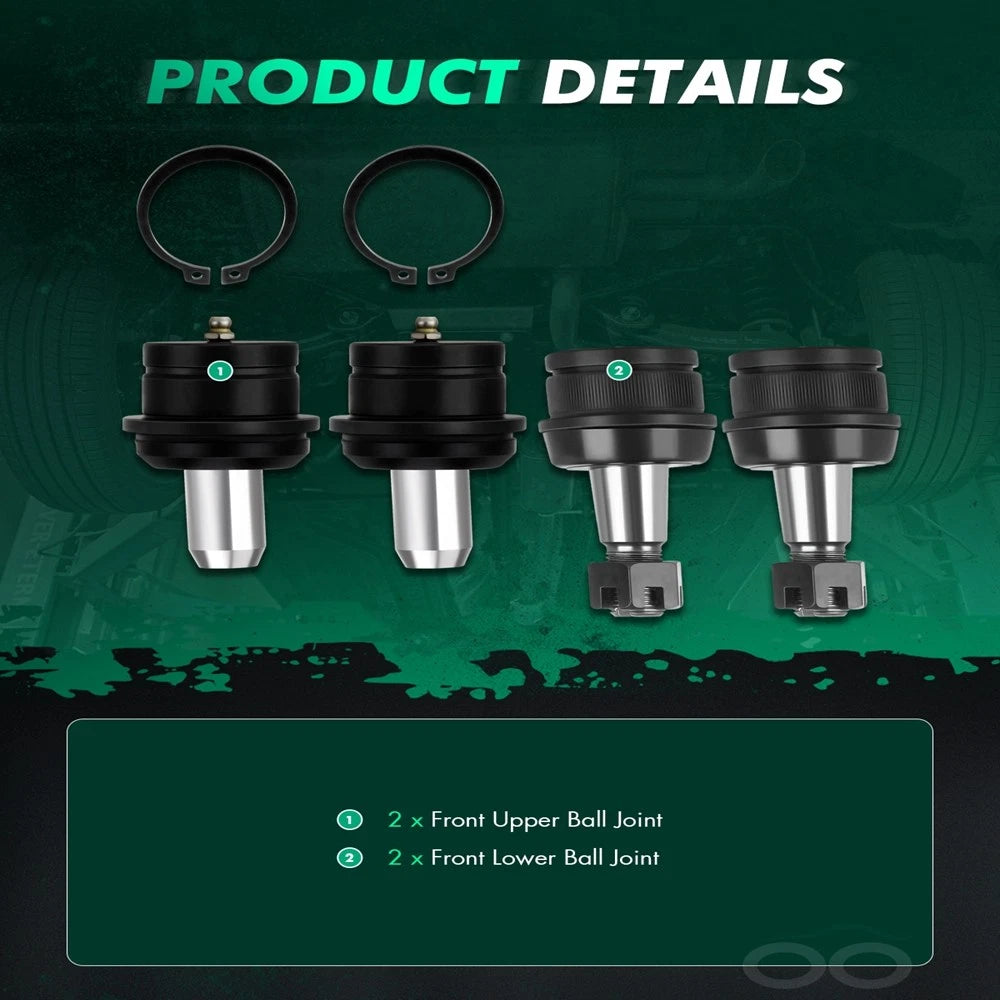 Set of 4 Front Suspension Upper Lower Ball Joints for Ford Explorer (2002–2010)