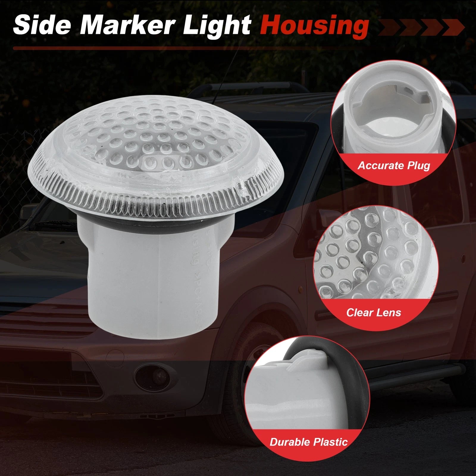 2pc LED Side Marker Light Housing for Ford Transit Connect (2010–2023) 9T1Z13K376A
