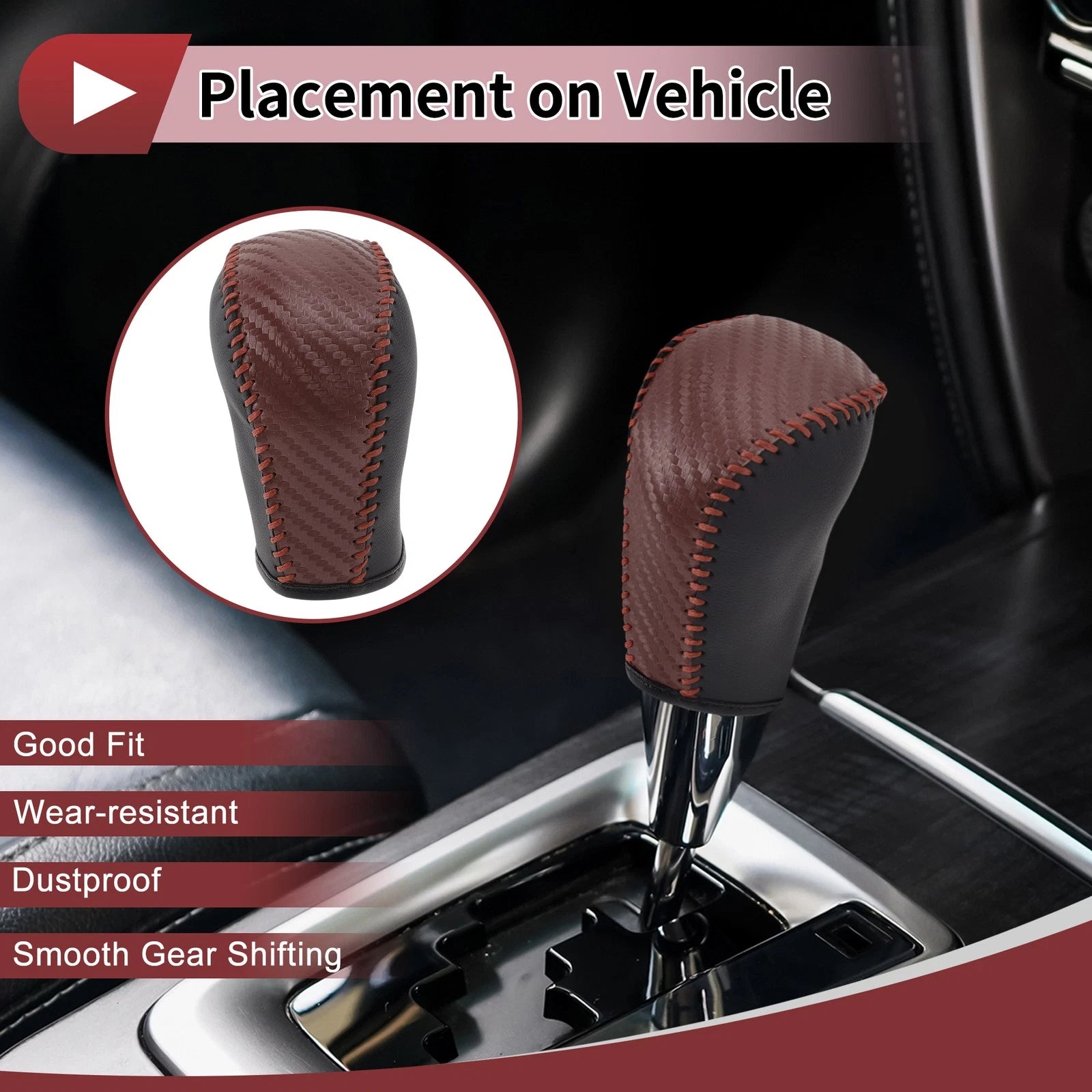 Gear Shift Knob Cover for Subaru Forester (2006–2012) Brown Faux Leather