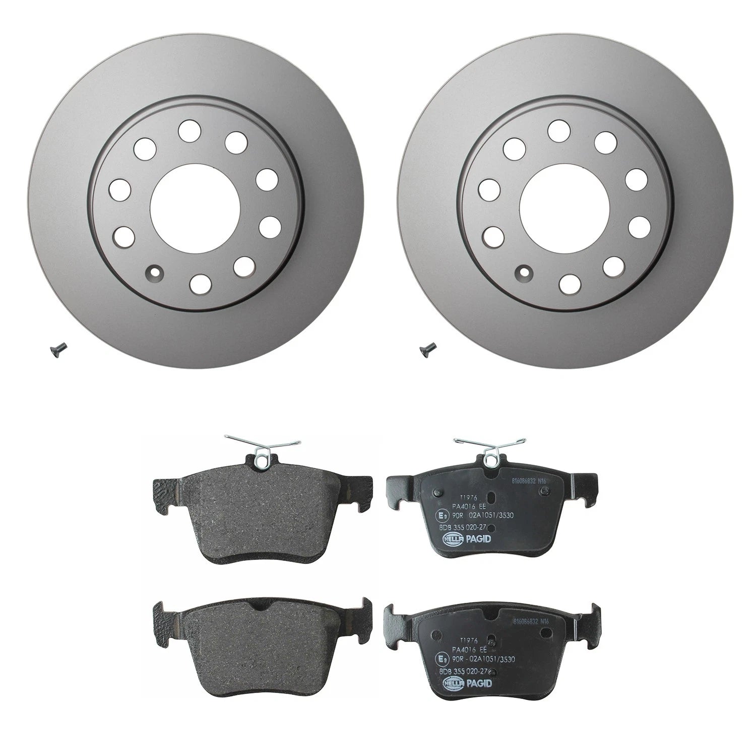 Hella Rear Rotors & Low-Met Disc Brake Pad Kit for Audi A3 Quattro (2015–2020)