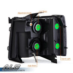 LED DRL Black Headlights for Chevy Silverado 1500 2500 3500 (2007–2014)