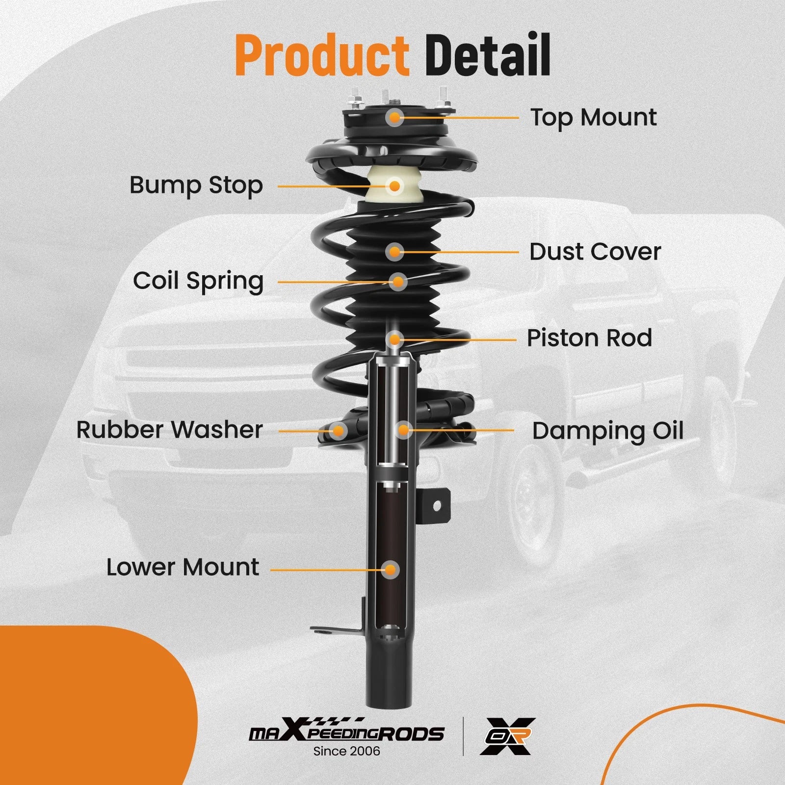 2X Front Quick Complete Strut-Coil Spring for Ford Focus (2000–2005) 171504 171505