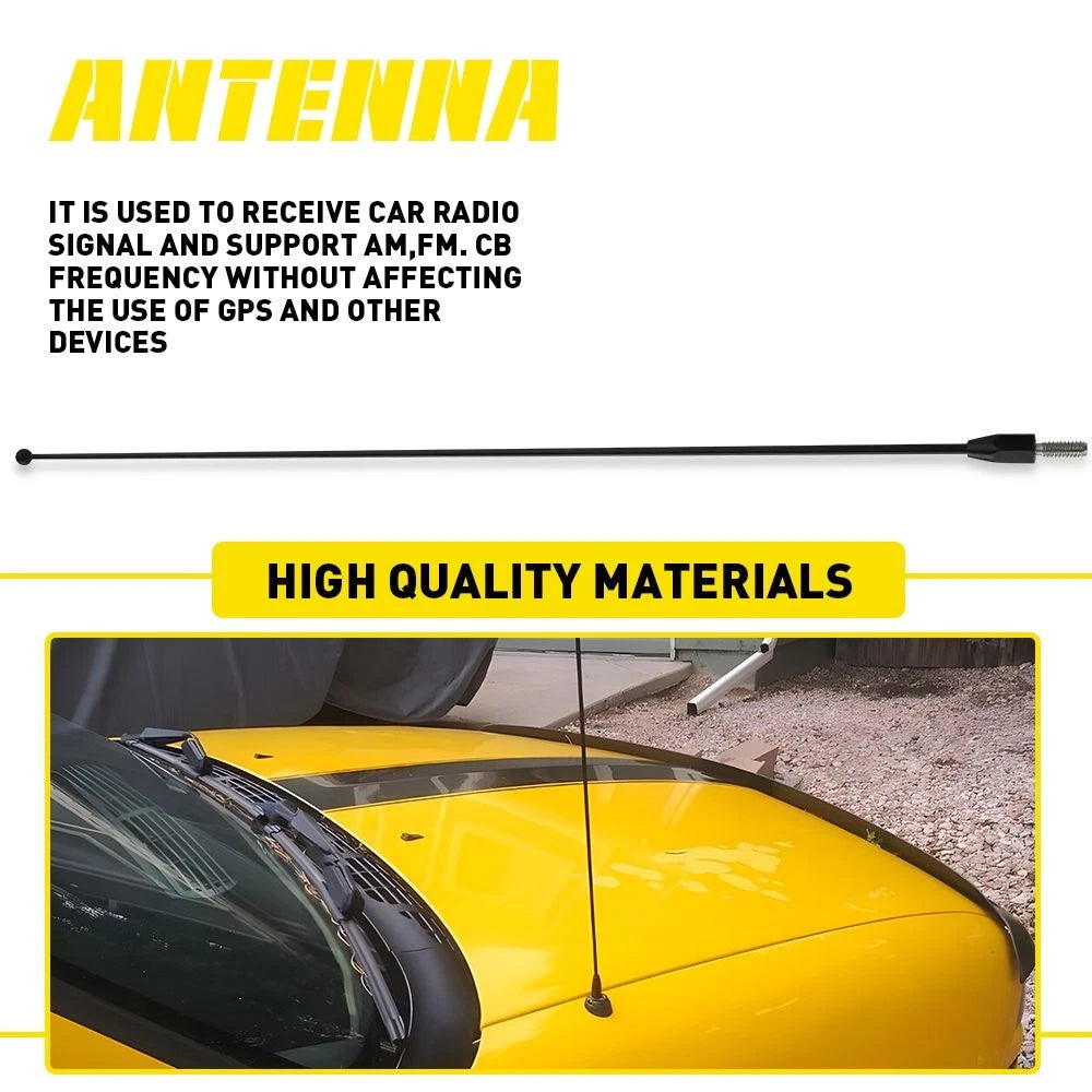 12" Black Stainless Antenna Mast for Ford Mustang (1979–2009) PY