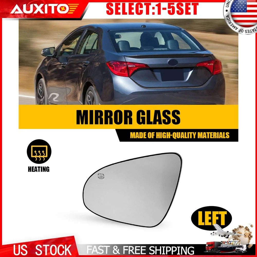 Heated Exterior Mirror Glass Left Driver Side for Toyota Corolla (2014–2019)