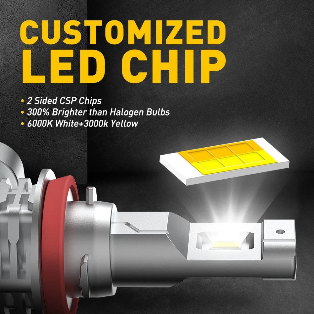 Switchback LED Fog Light Bulbs for H11 H8 H16 (Universal Fit)