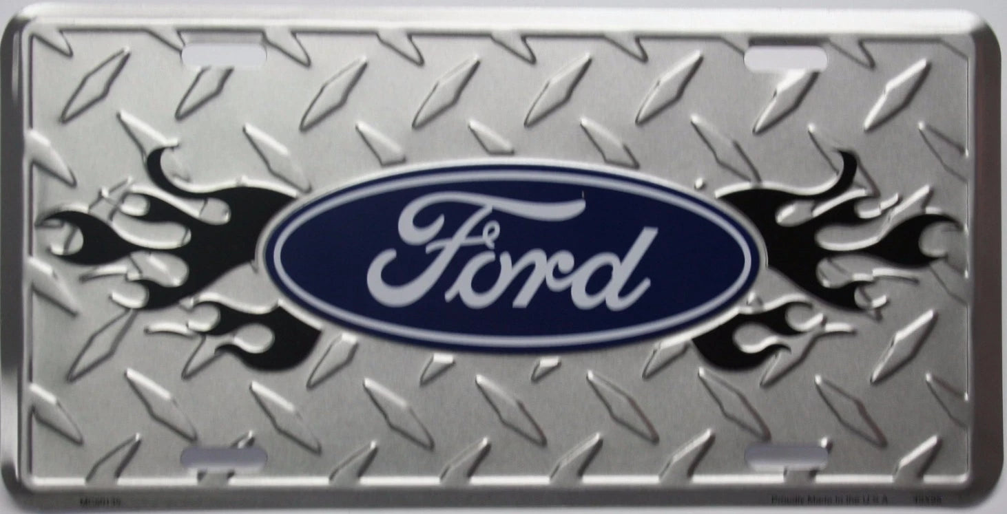 Ford Tough Tag Truck Emblem License Plate Logo Diamond Flame (Official)