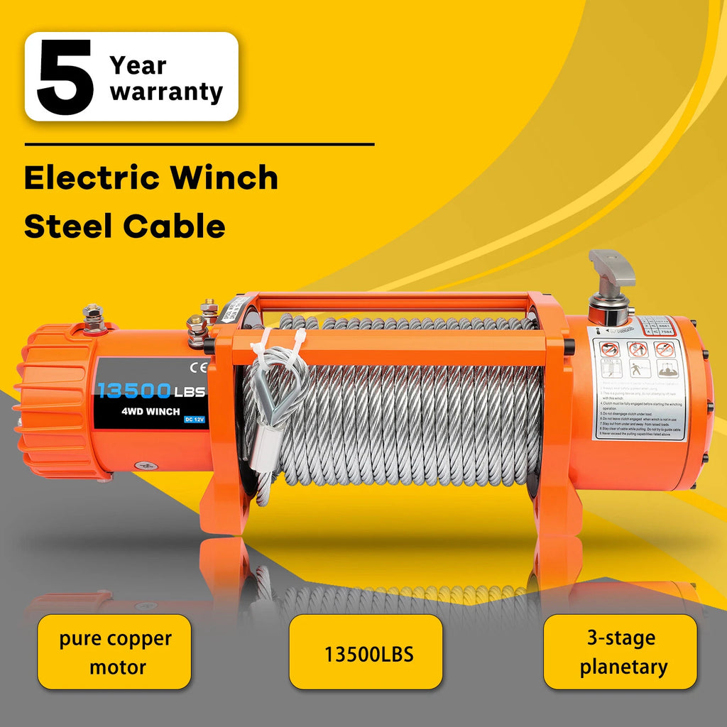 12V Electric Recovery Winch 13500LBS for Trailer Truck SUV