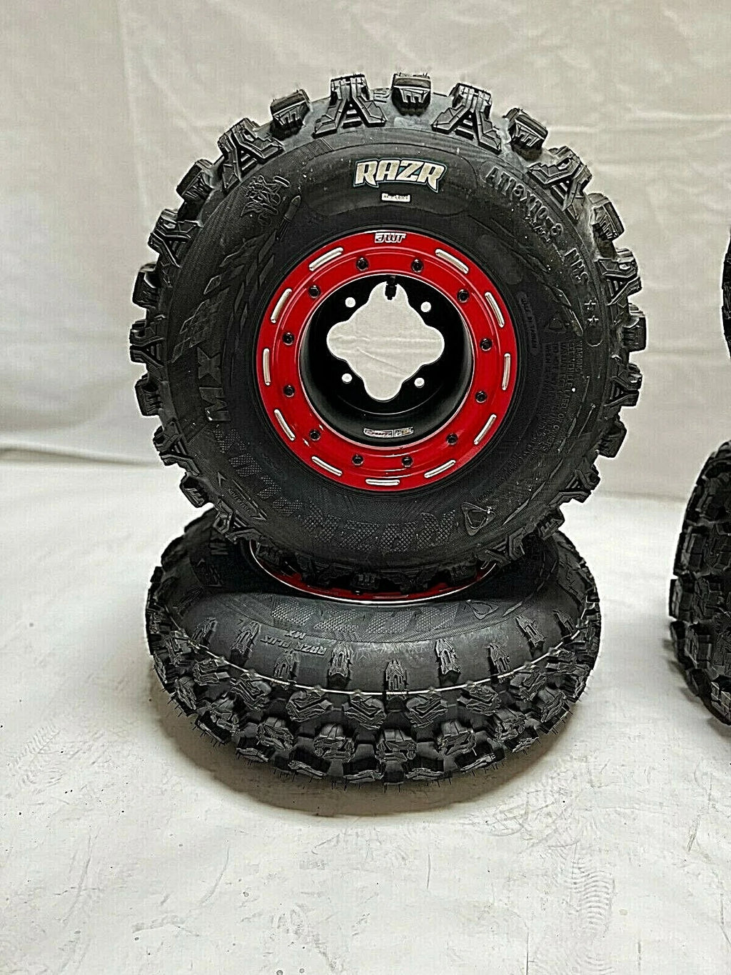 Set of 4 DWT G3 Beadlock Rims with Maxxis Razr Plus MX Tires for Yamaha YFZ450/YFZ450R (2004–2023)