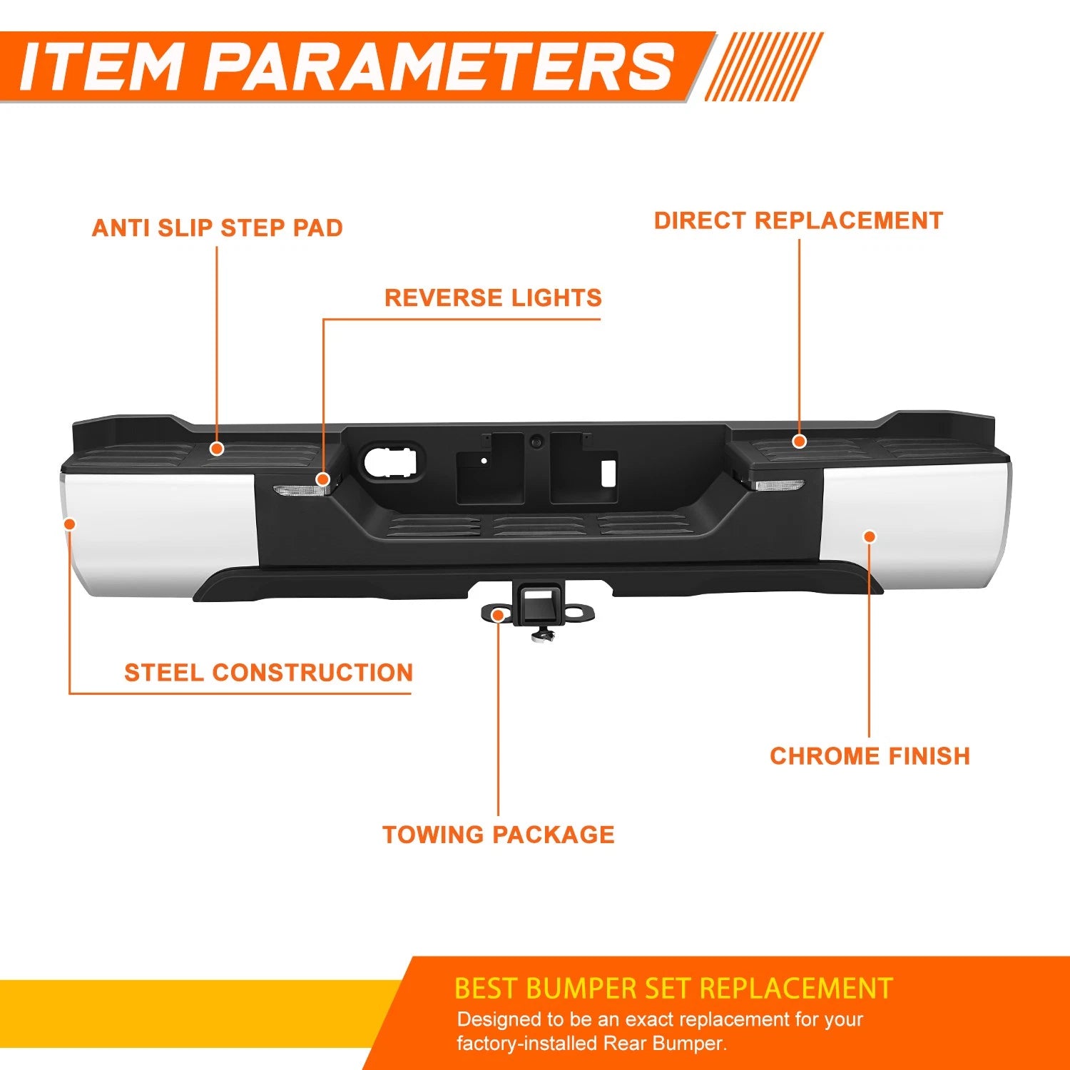 Rear Bumper Assembly for Toyota Tundra (2022–2026) w/Towing Pkg, LED Lamp