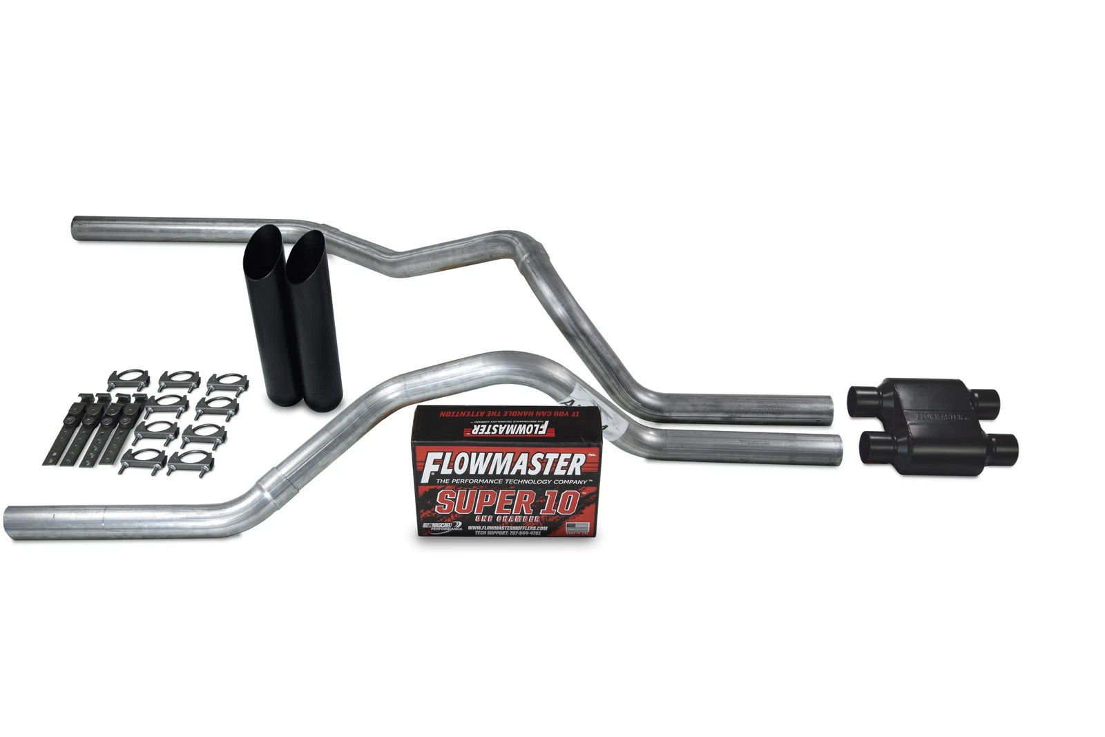 Dual Inlet Exhaust Kit for GM 2500 (2000–2006) - Flowmaster Super 10 Black Tips