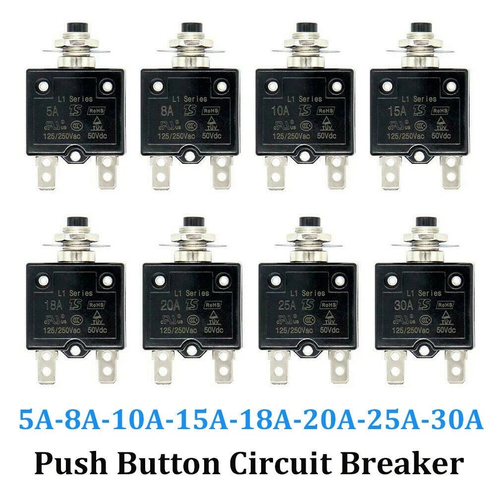 3/8 Inch Round Hole Circuit Breaker with Manual Reset, Transparent Cover