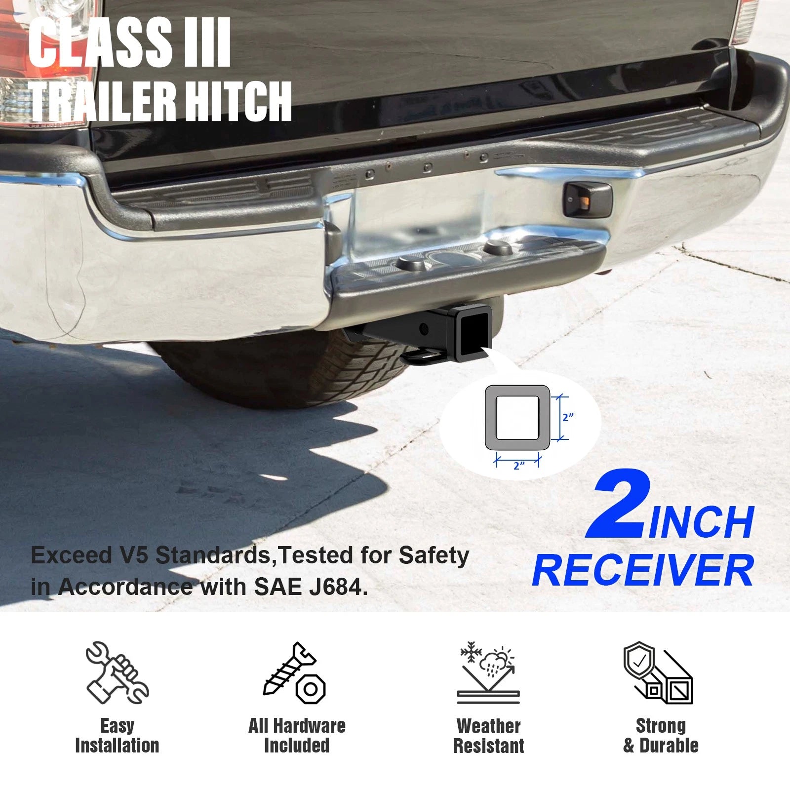 2 Inch Trailer Towing Hitch for Toyota Tacoma (2005–2015)