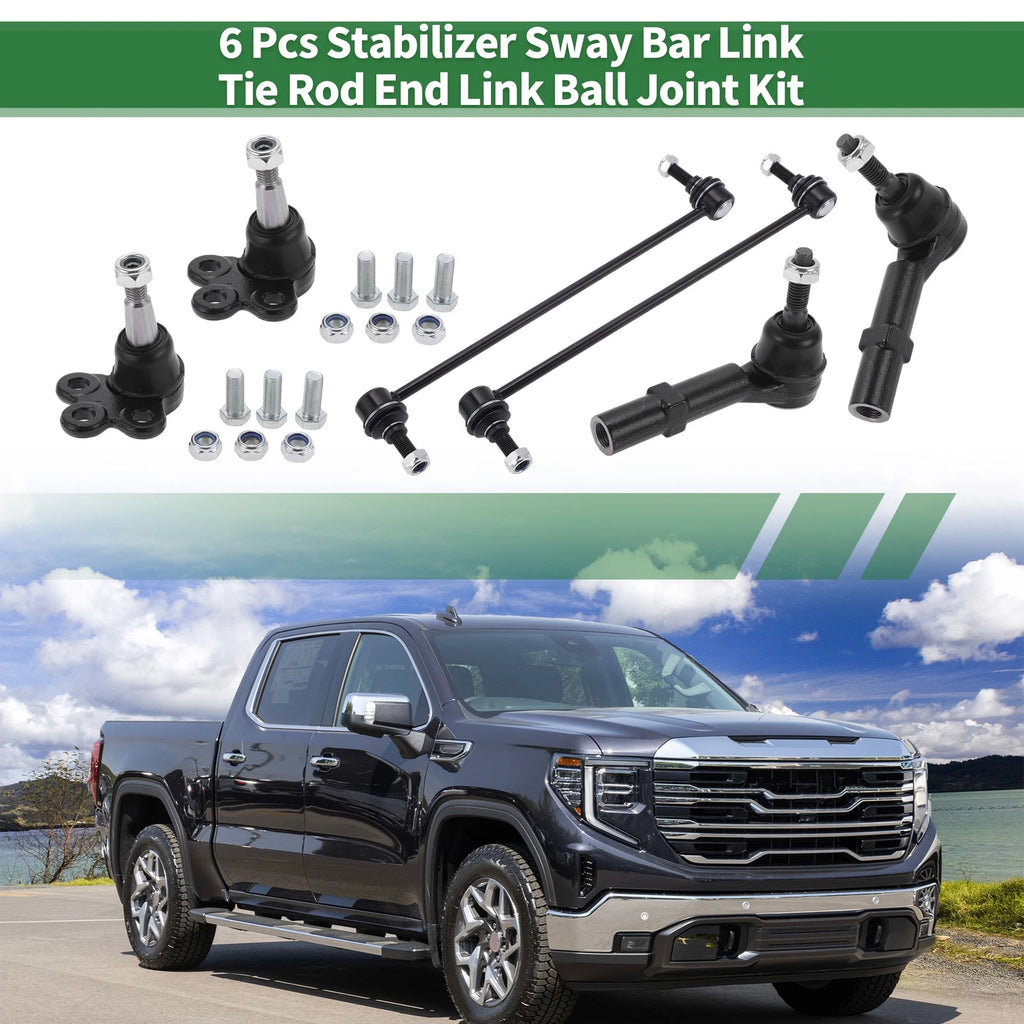 6X Front Suspension Kit Tie Rod Ends Sway Bar Link Ball Joint for GMC Acadia (2007–2016)