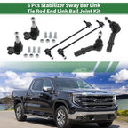 6X Front Suspension Kit Tie Rod Ends Sway Bar Link Ball Joint for GMC Acadia (2007–2016)
