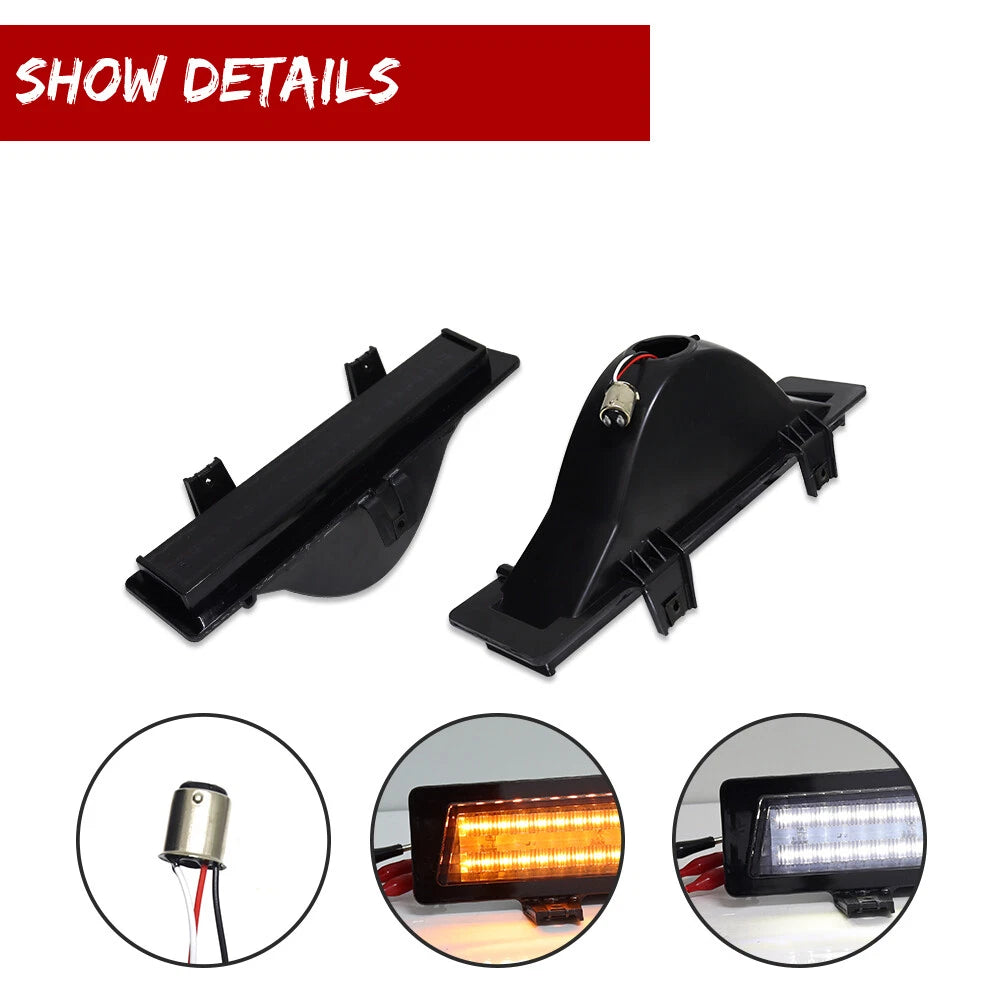 2X Smoked Sequential LED Front DRL Corner Signal Lights for Monte Carlo SS (1981–1988)