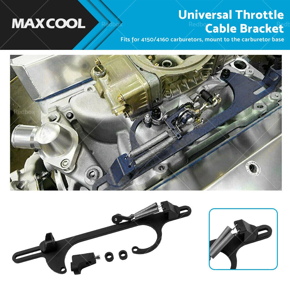 Throttle Cable Bracket for 4150 4160 Carburetor (Billet Aluminum, Black)