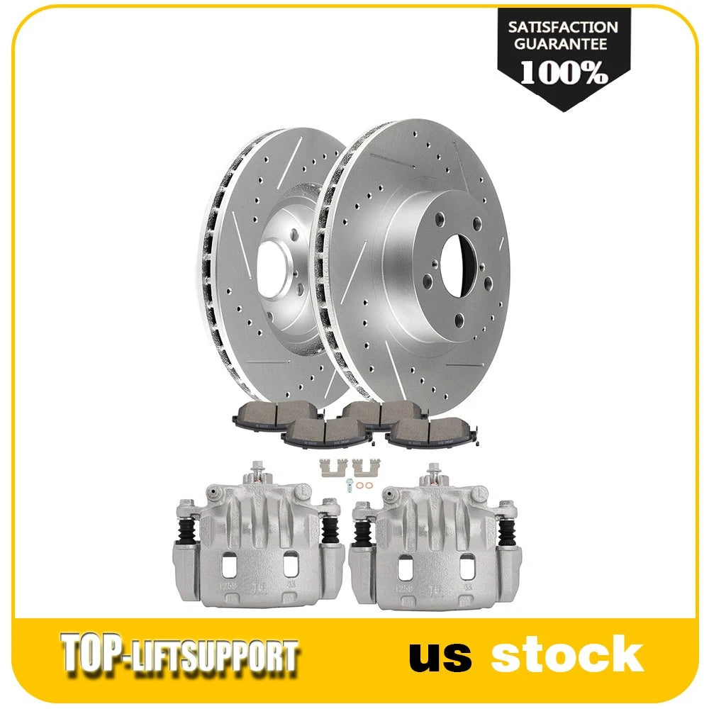 Set of 8 Front Brake Calipers Rotors Pads for Subaru Impreza