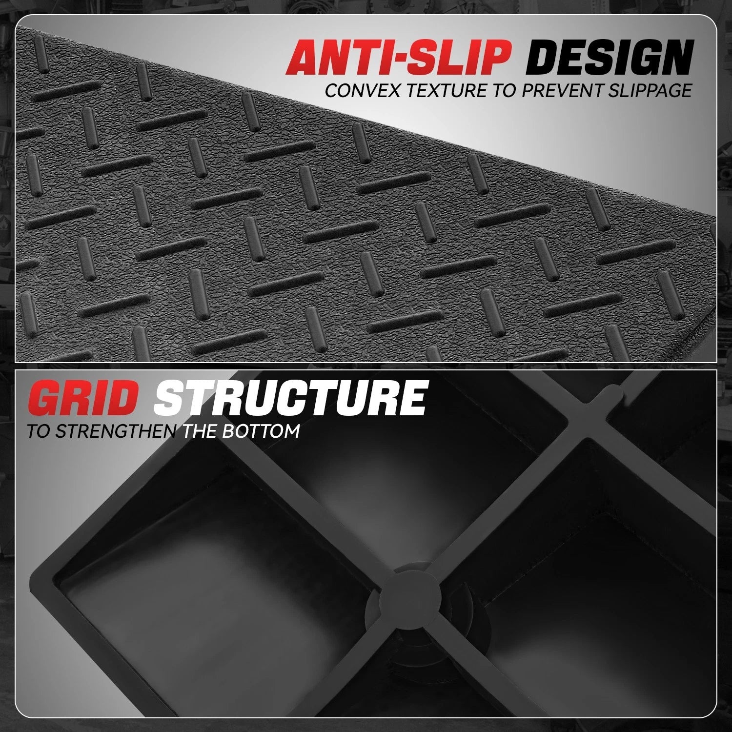 Set of 2 Curb Ramps 19.7"L x 11.8"W x 4.3"H 8800lbs Capacity