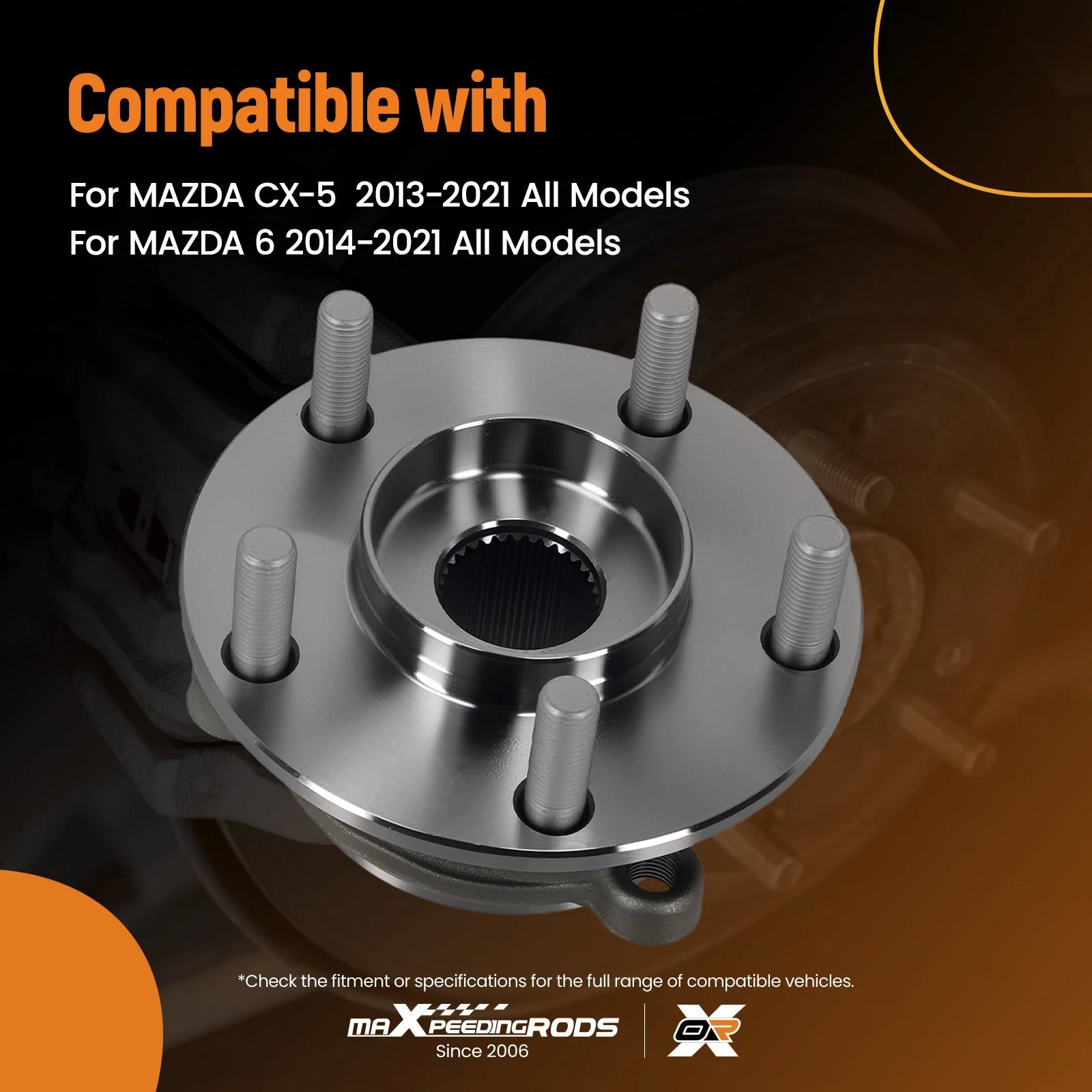 Set of 2 Front Wheel Bearing Hubs for Mazda 6 (2014-2021)