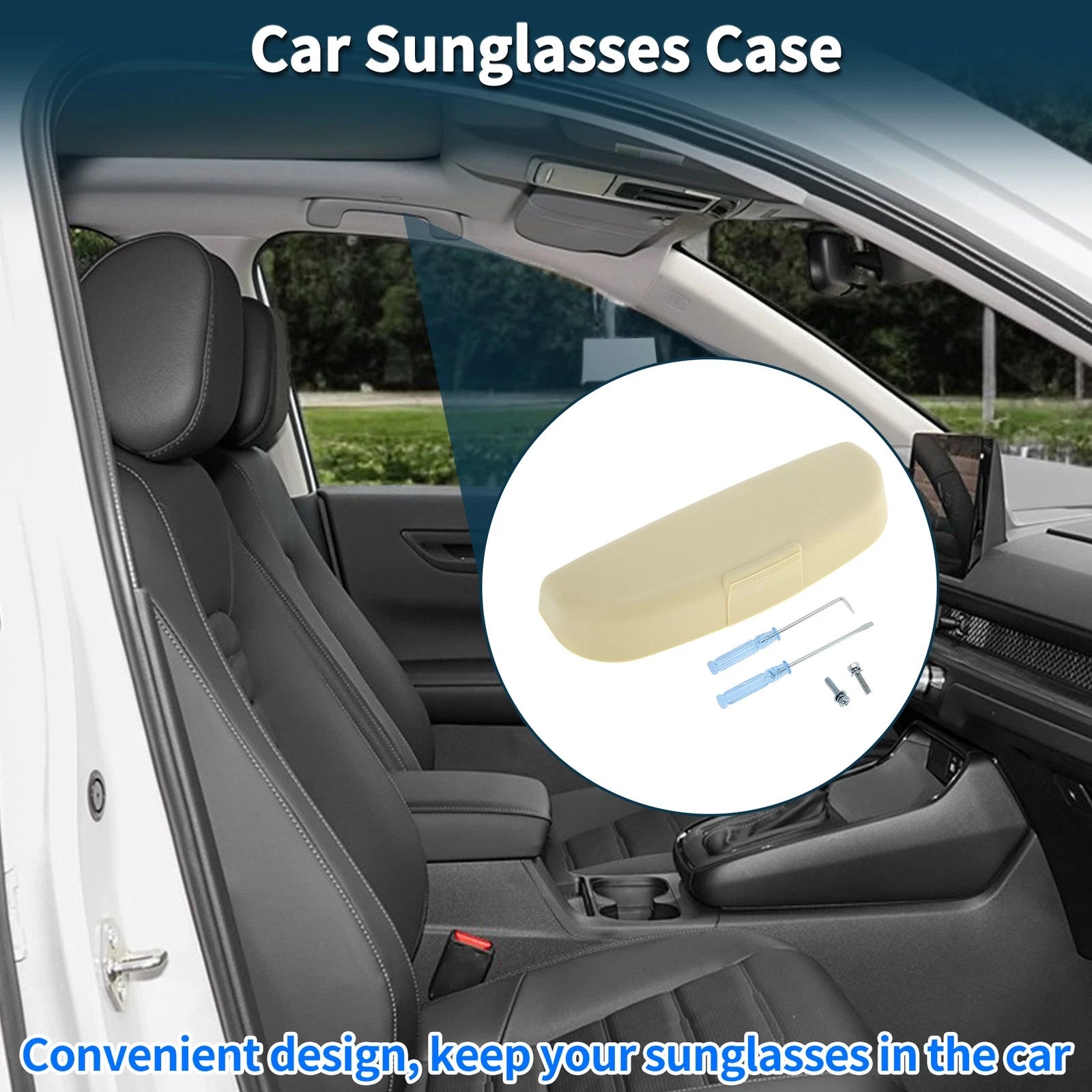 Sunglasses Case for Mitsubishi Lancer (2008–2017) Eyeglasses Holder Beige