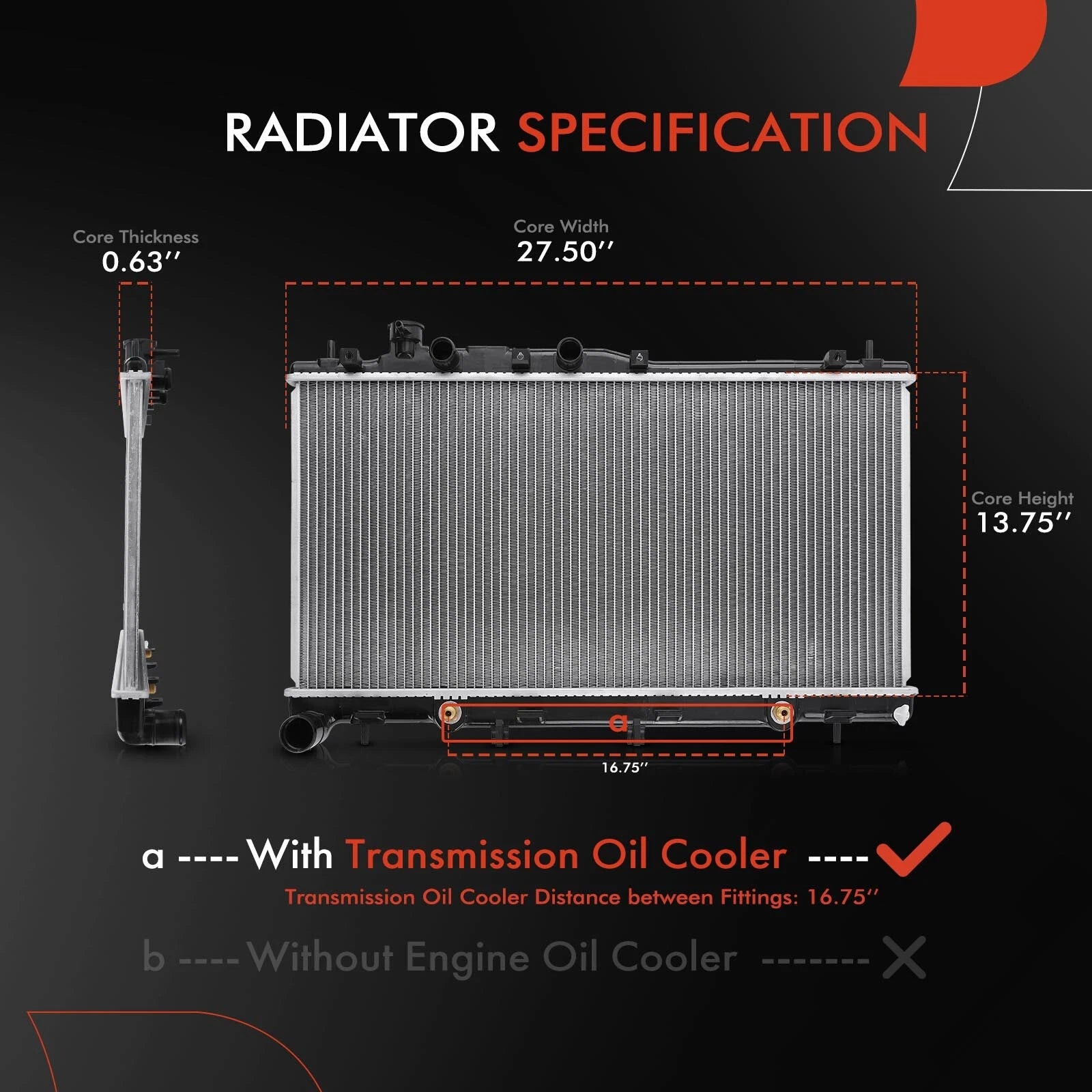 Radiator with Trans Oil Cooler for Subaru Legacy Outback (2005–2009)
