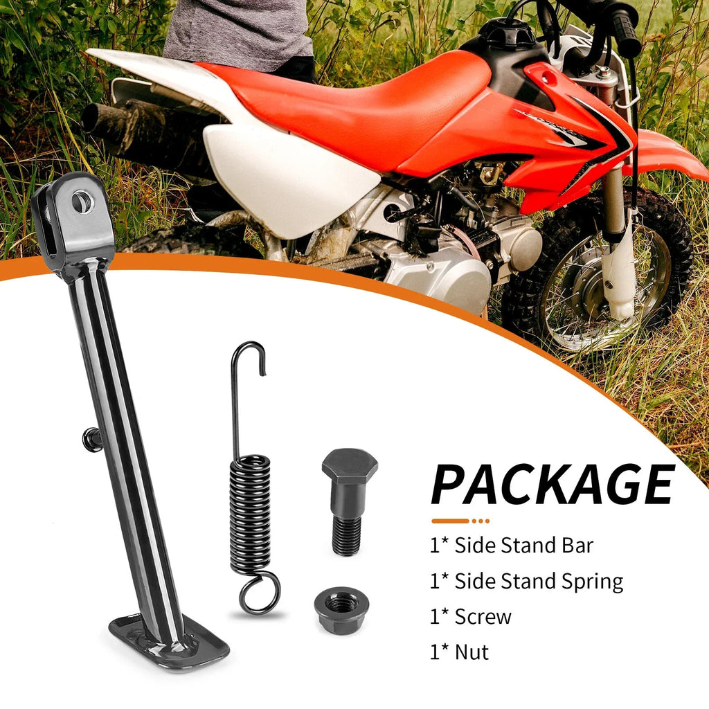 Side Kick Stand Assembly w/ Spring Bolt for Honda CRF50F (2004–2012)