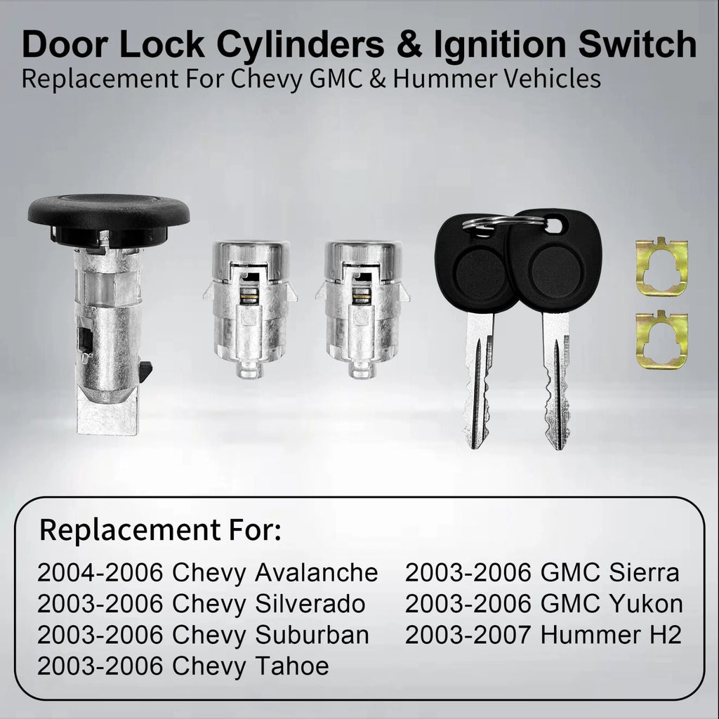Ignition Switch & Door Lock Cylinders for Chevy Silverado GMC Sierra (2003-2007)