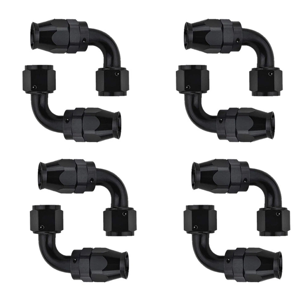 Set of 4 PTFE Hose End Fittings 90 Degree for 4AN 6AN 8AN 10AN
