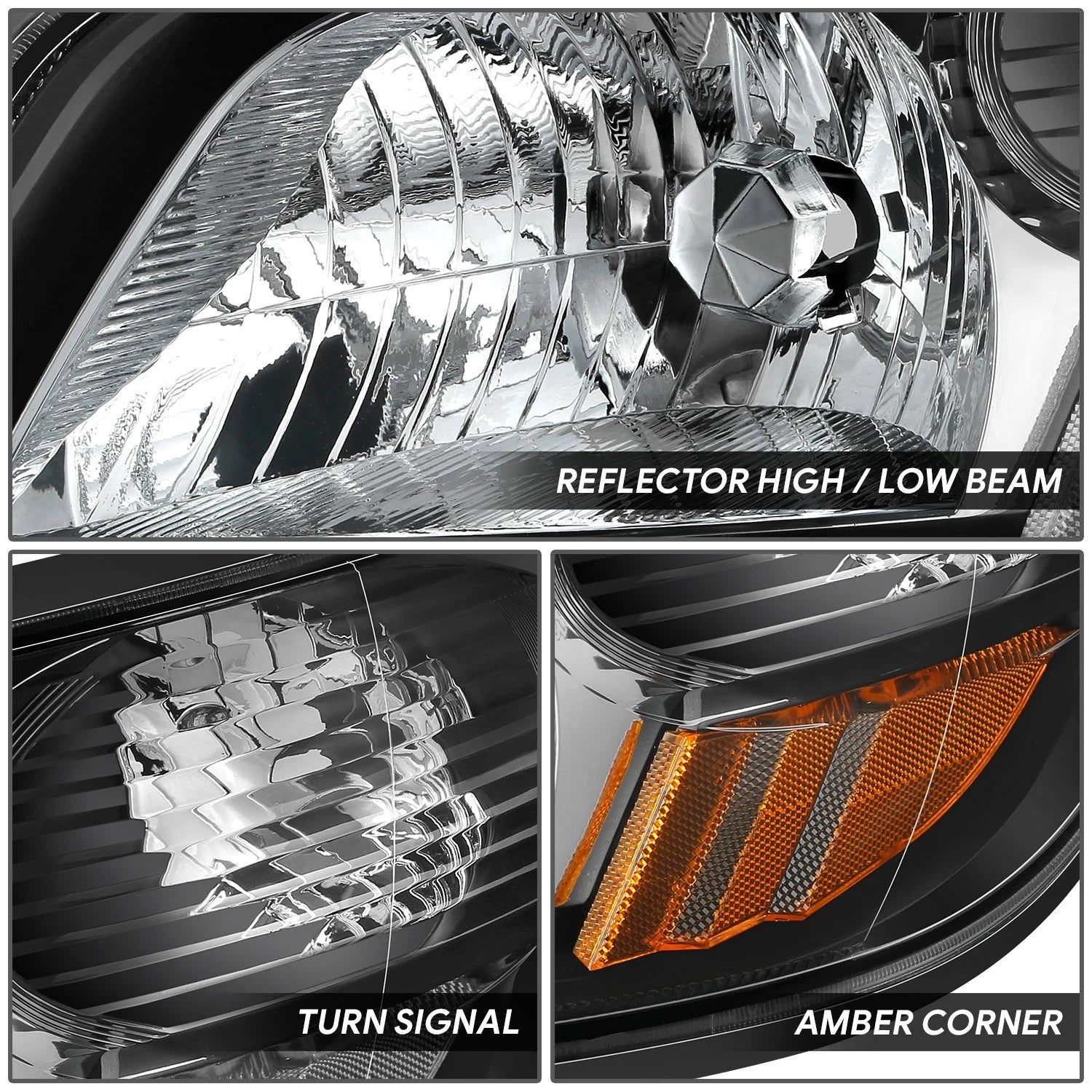 Headlight Assembly for Hino 165 185 (2006–2019) - Black Housing, Amber Corner