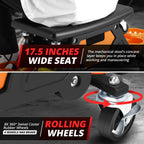 Rolling Mechanic Stool with Tool Tray for Automotive Work (25.5" x 13" x 12")