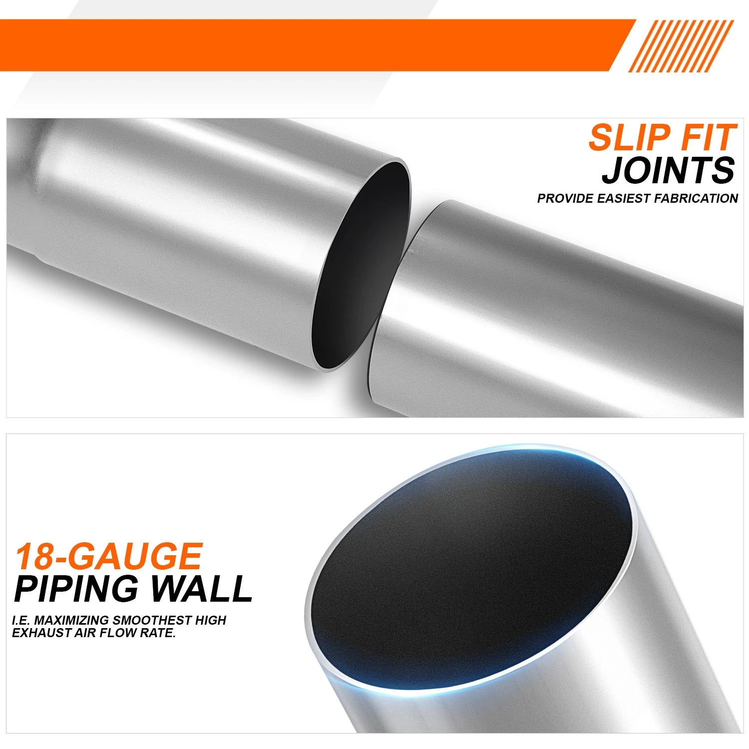 2" OD Mild Steel Exhaust Piping for Custom Applications (18")