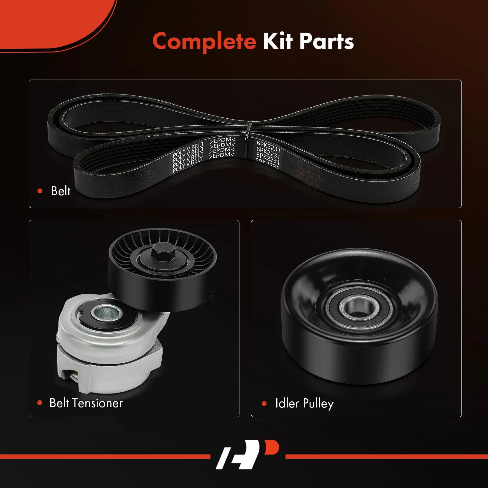 3X Serpentine Belt Drive Component Kit for Ford Ranger (2007-2008)