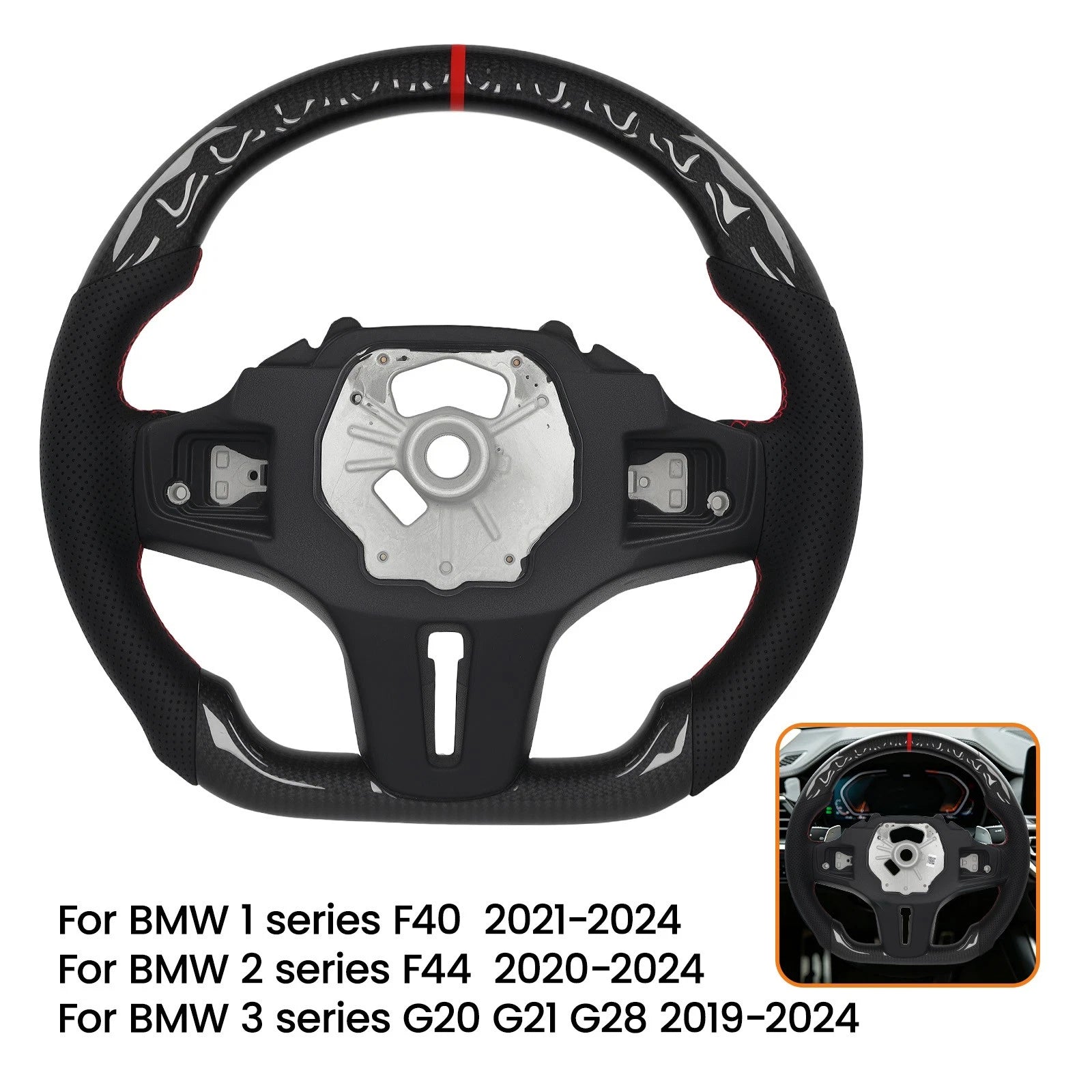 Real Carbon Fiber Steering Wheel for BMW 1 F40 2 F44 3 G20 G21 G28 (2021–2024)