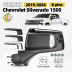 Side Mirror for Chevy Silverado 1500 (2019–2024) W/LED Lamp, Heated, 8 Pins