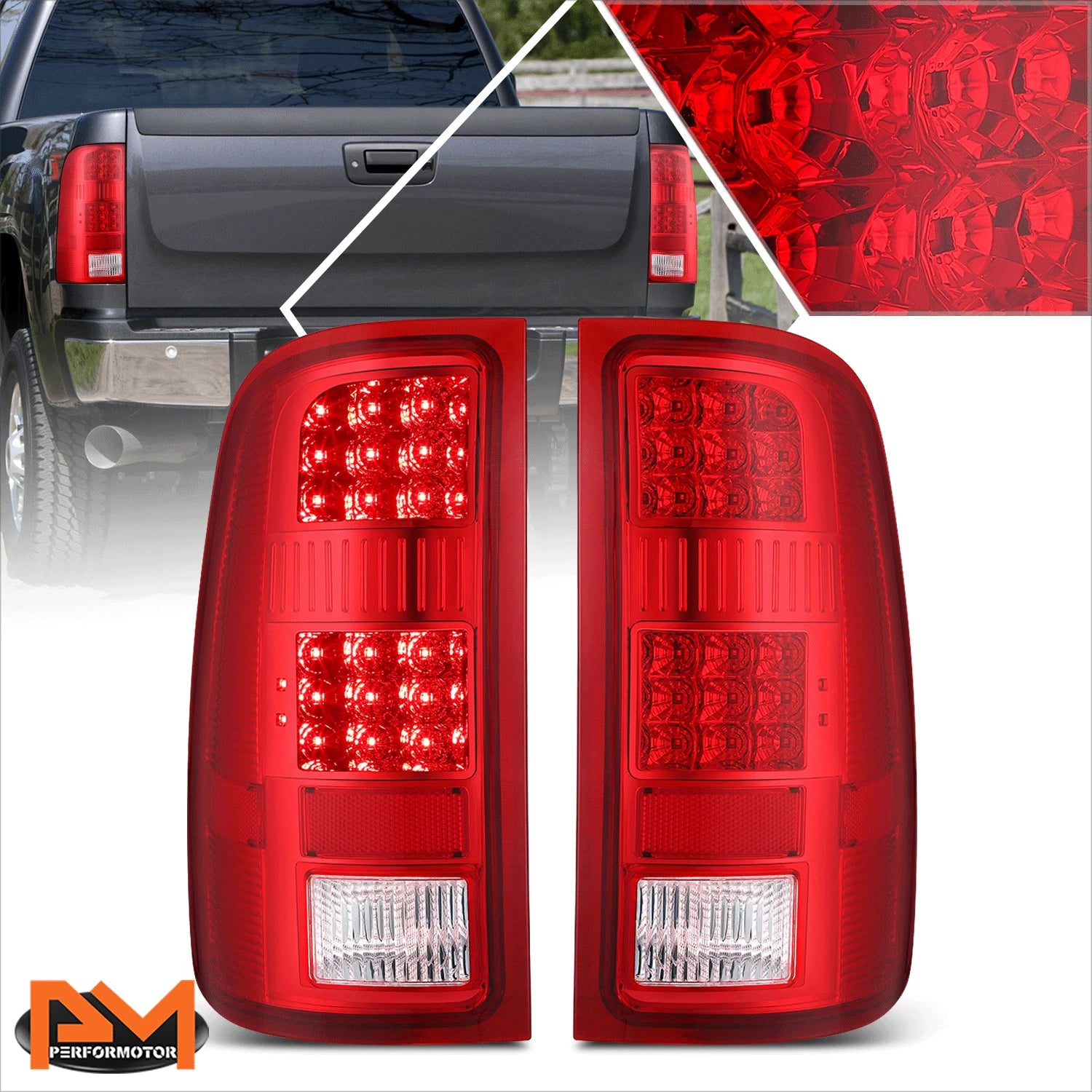 Pair of Full LED Tail Lights for GMC Sierra (2007–2014)