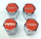 (4) Tire Valve Stem Caps for Ford Lightning F-150 (Red Chrome) (2009–2014)