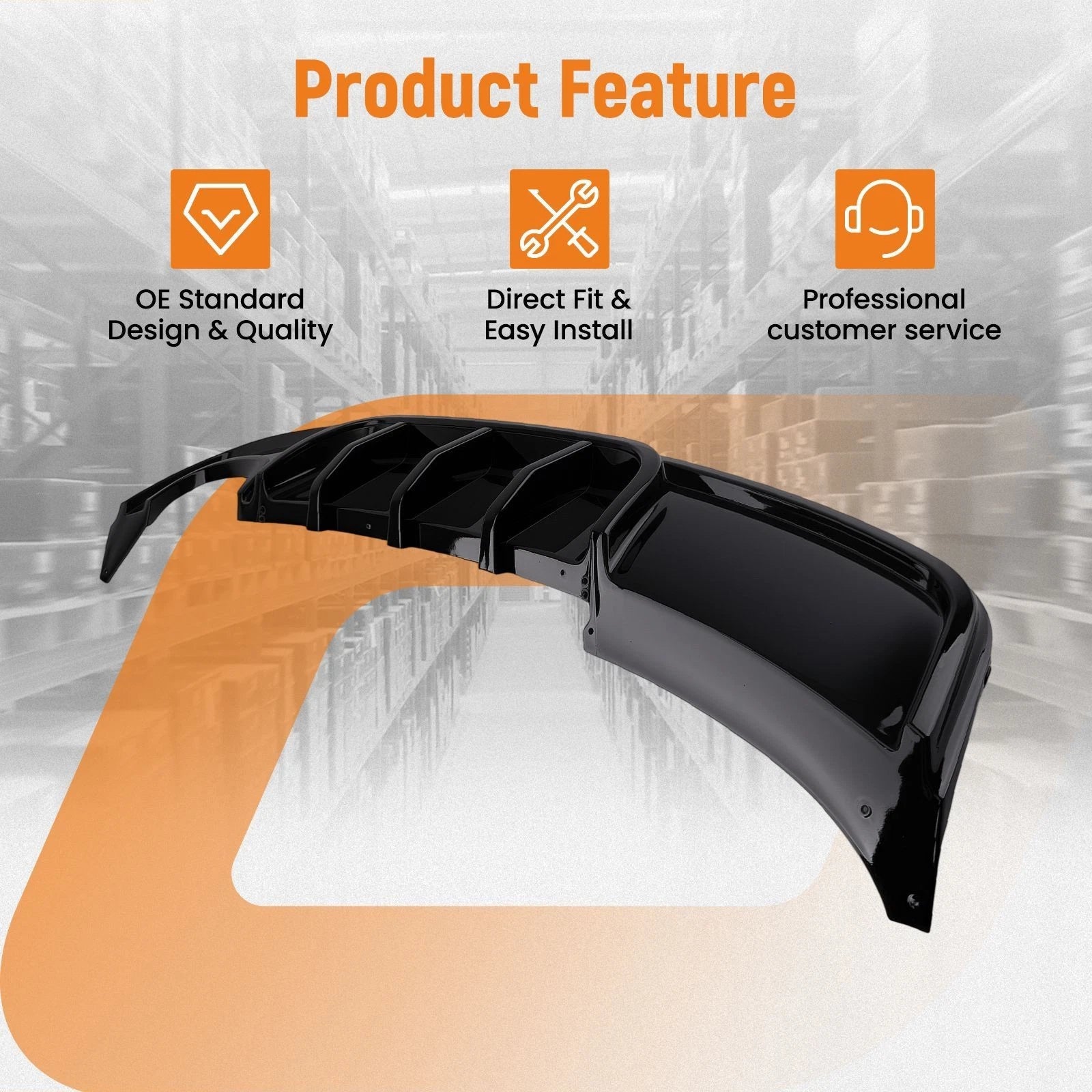 Rear Black PP Bumper Kit for BMW E82 125i 135i M Sport (2007–2013)